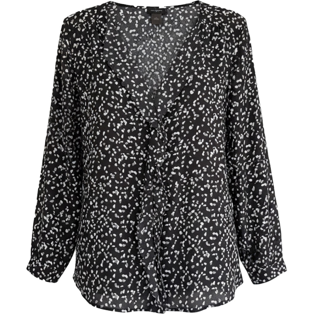 Ann Taylor Long Sleeve Blouse / Shirt - Womens Large Black‎ / Grey - #46899-E4